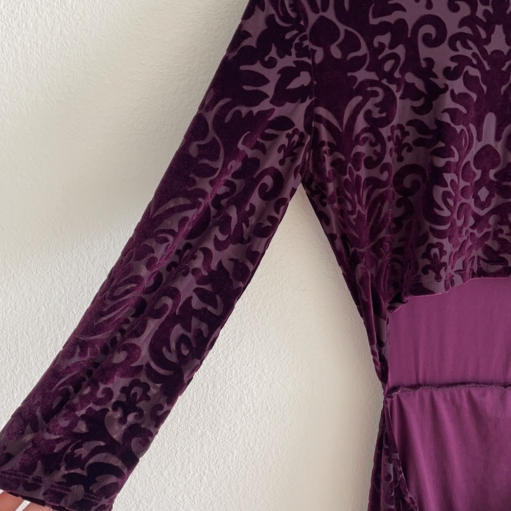 Perfect Night Plum Purple Velvet Print Maxi Dress - Picture 11 of 14